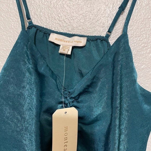 2 For 30$🟡Monteau front ruched tie spaghetti strap crop top - Picture 2 of 5